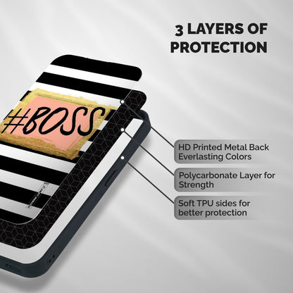 Boss Stripes Shockproof Hybrid Protection (Metal + TPU) Back Case Cover