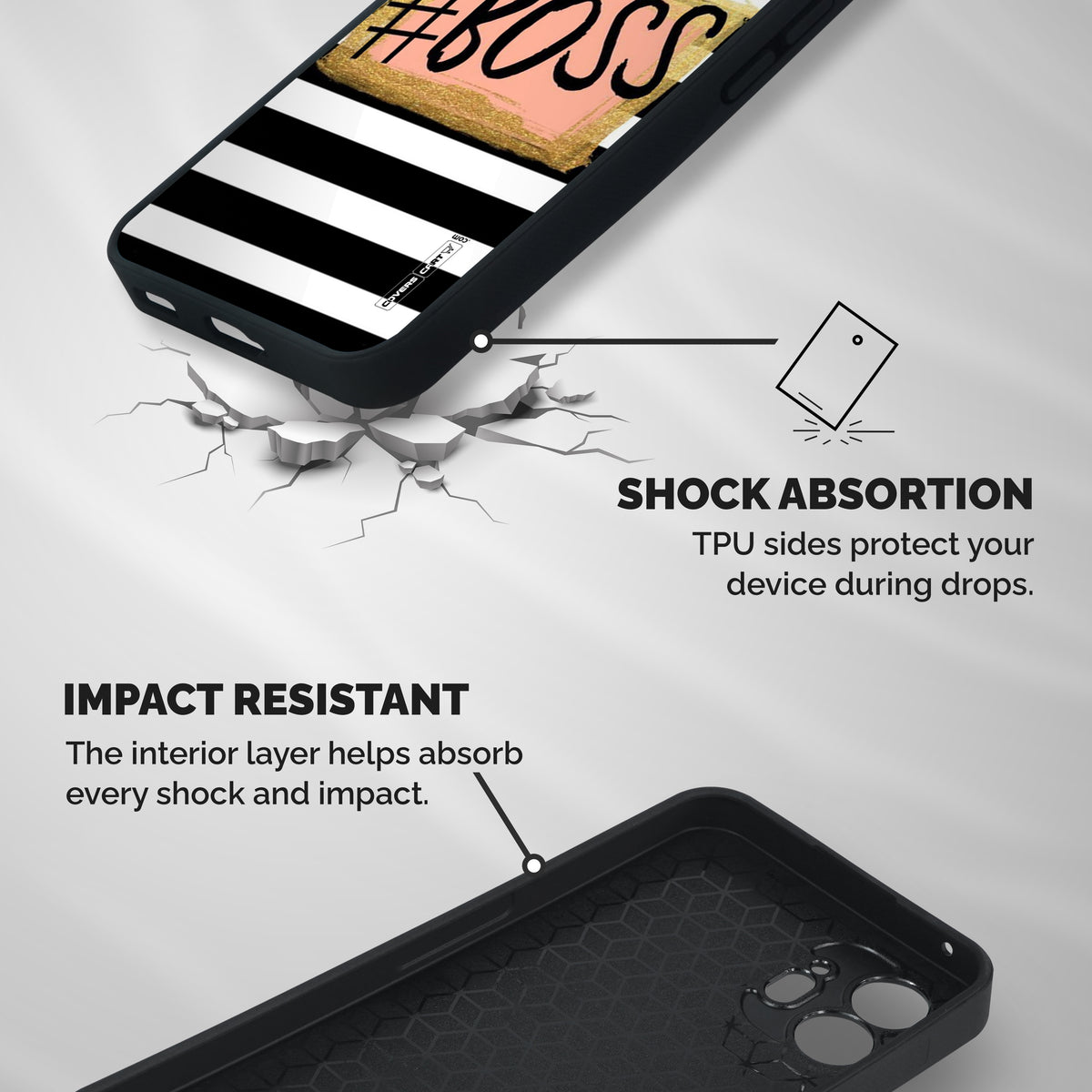 Boss Stripes Shockproof Hybrid Protection (Metal + TPU) Back Case Cover