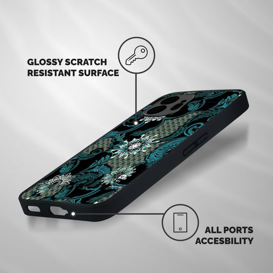 Bottle Green Floral Shockproof Hybrid Protection (Metal + TPU) Back Case Cover