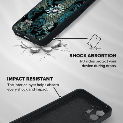 Bottle Green Floral Shockproof Hybrid Protection (Metal + TPU) Back Case Cover