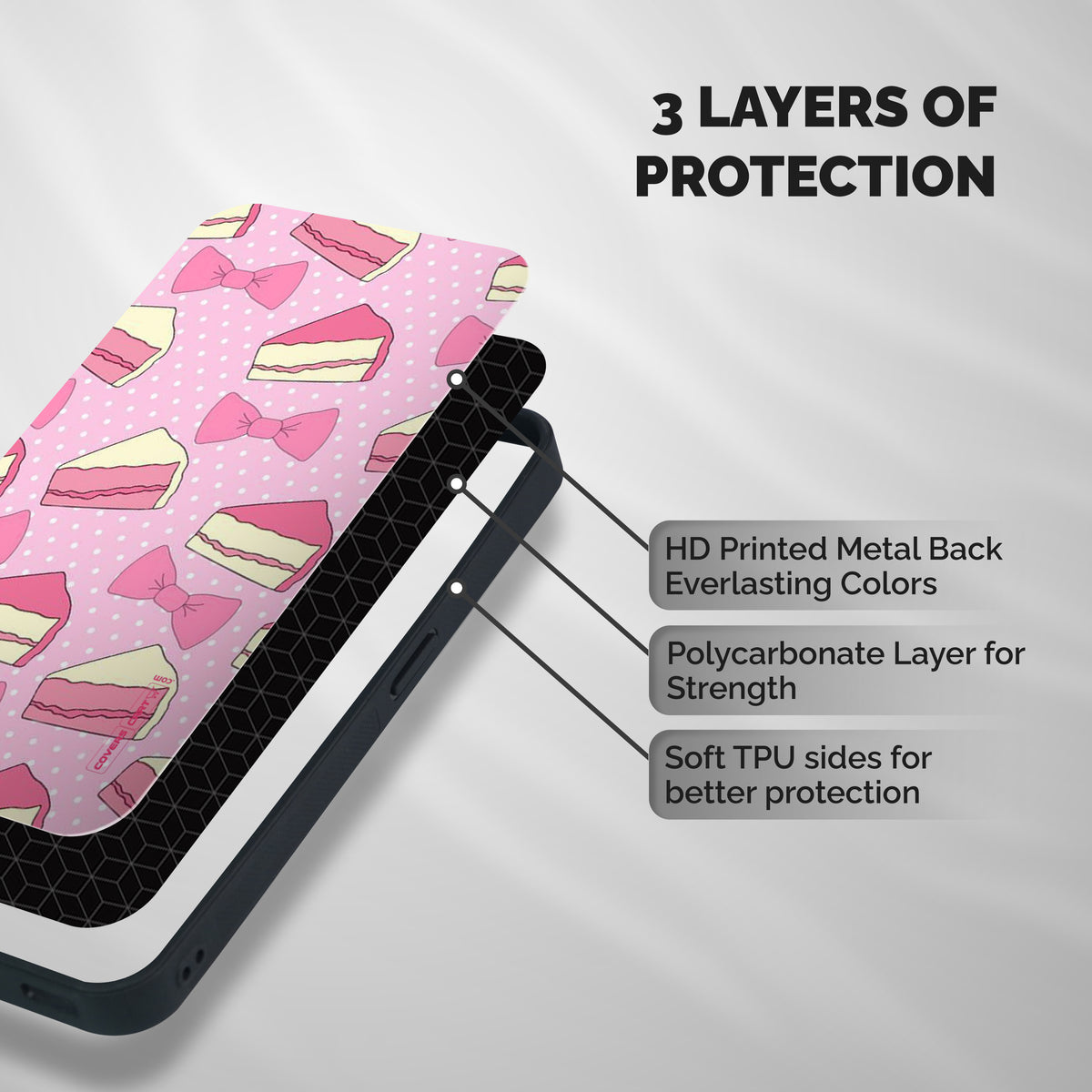 Bow Cake Shockproof Hybrid Protection (Metal + TPU) Back Case Cover