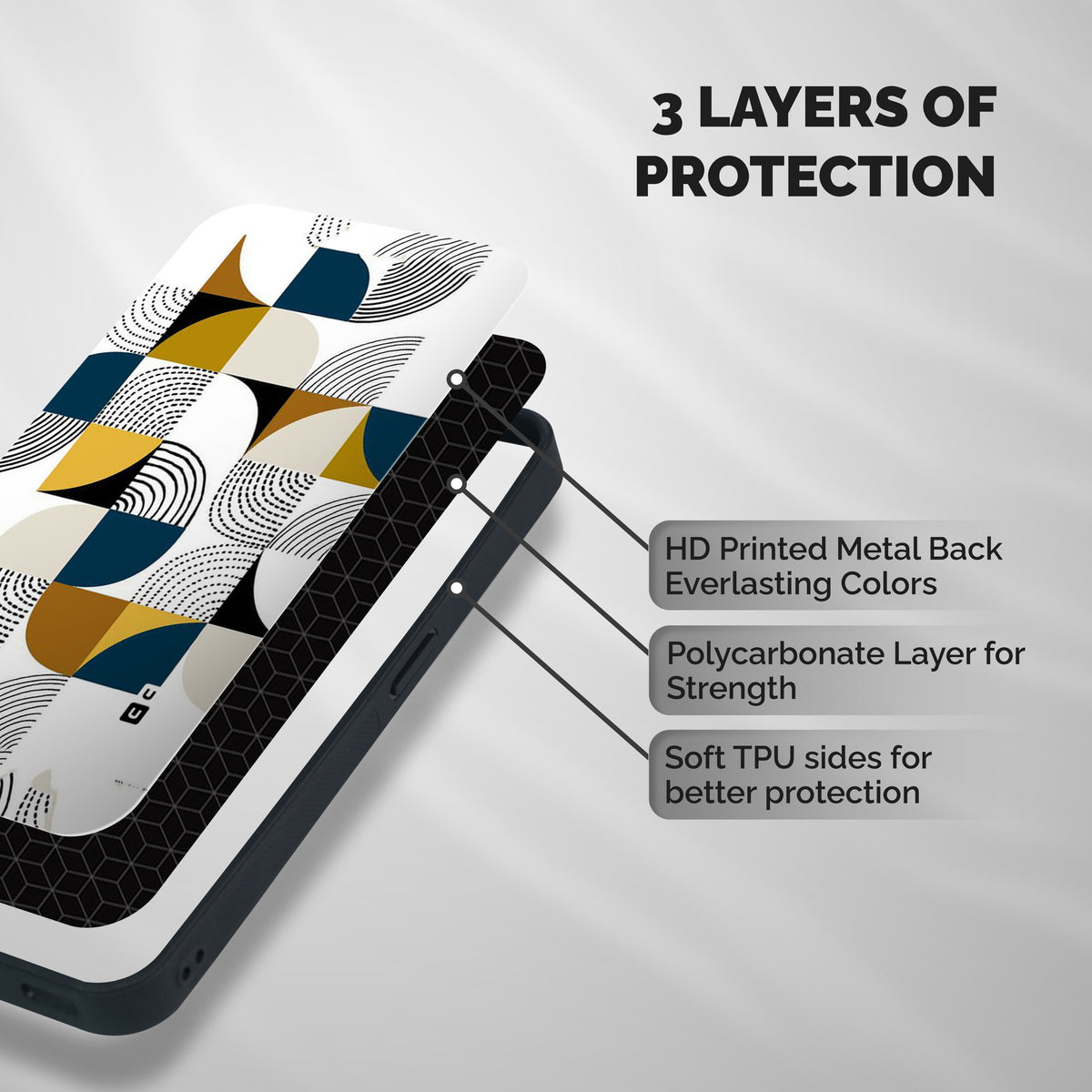Boxes Pattern Shockproof Hybrid Protection (Metal + TPU) Back Case Cover