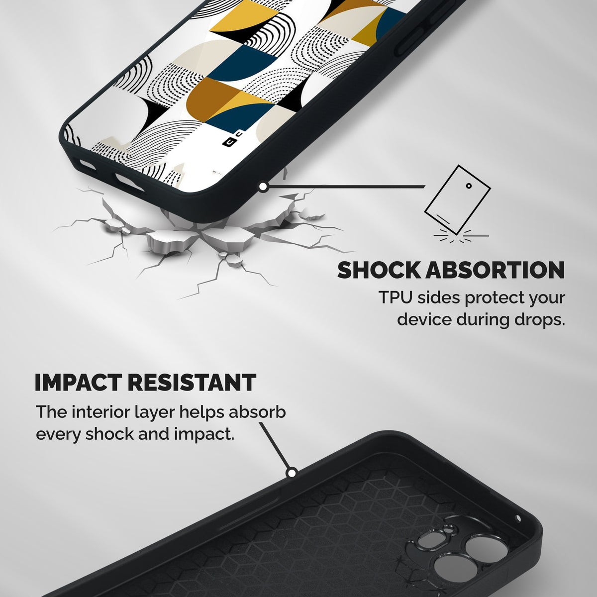 Boxes Pattern Shockproof Hybrid Protection (Metal + TPU) Back Case Cover