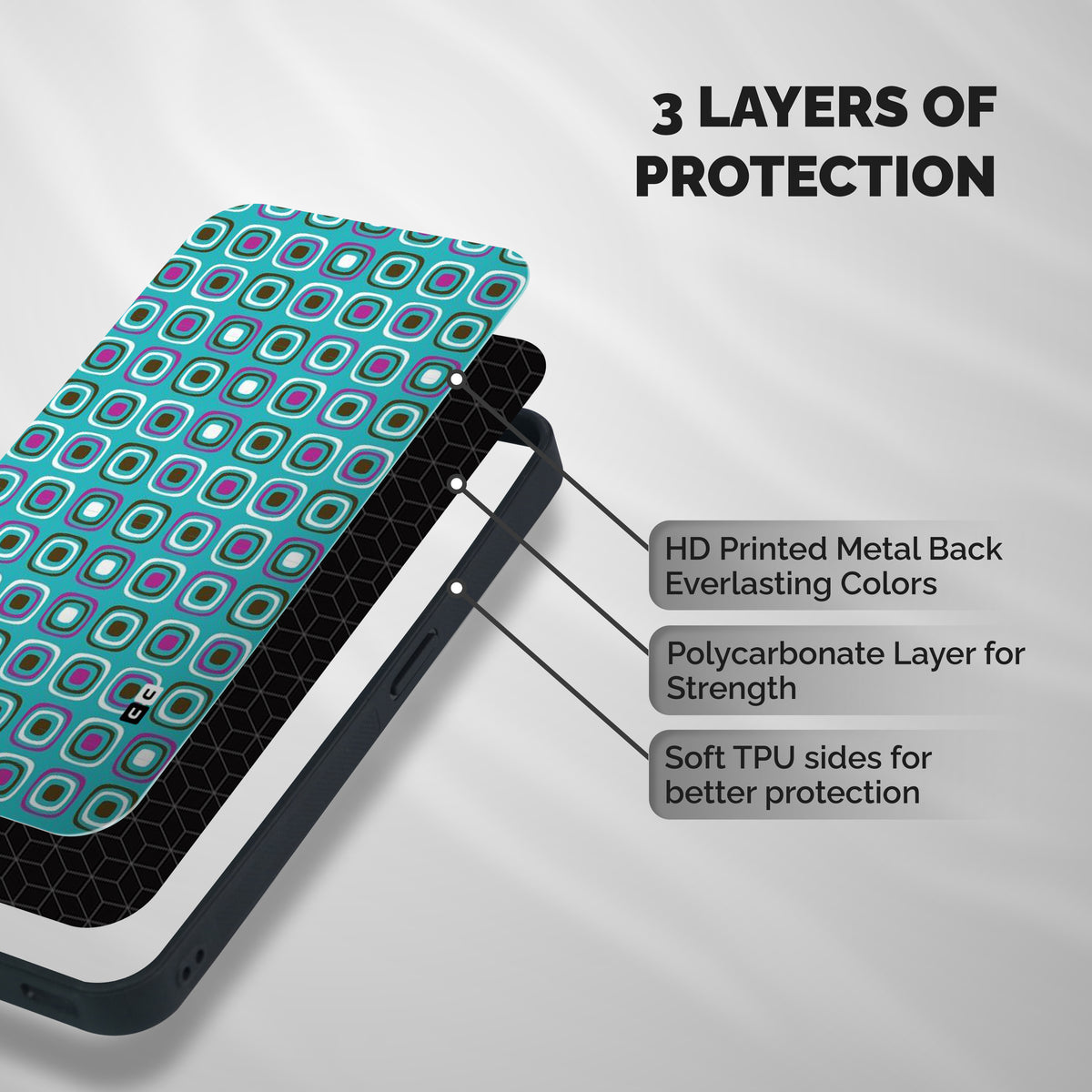 Boxes Tiny Pattern Shockproof Hybrid Protection (Metal + TPU) Back Case Cover