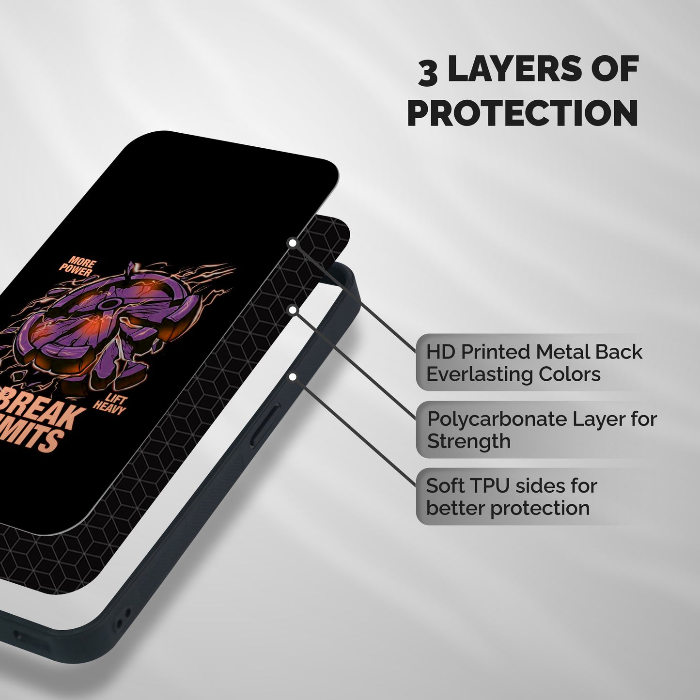 Break Limits Shockproof Hybrid Protection (Metal + TPU) Back Case Cover