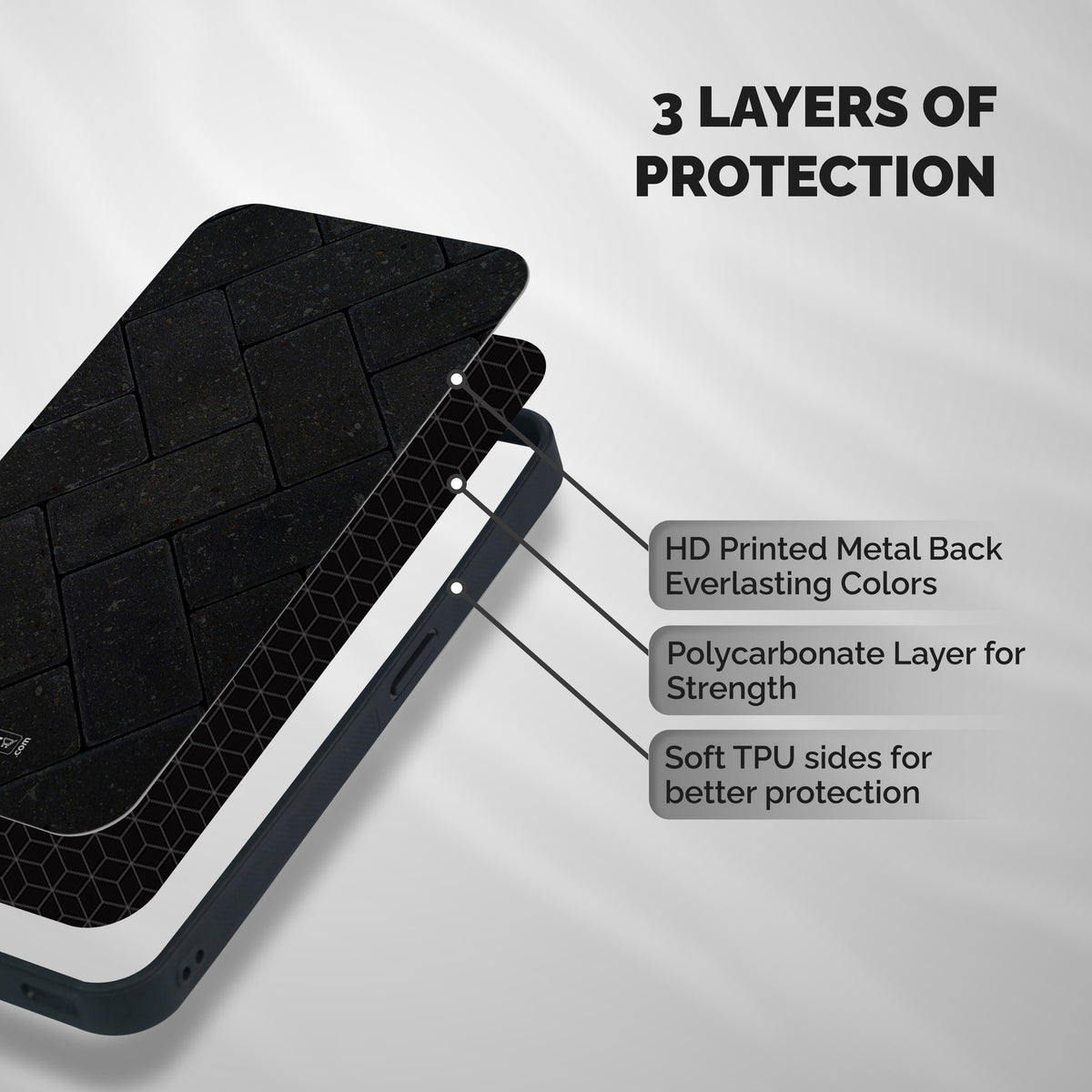 Bricks Pattern Shockproof Hybrid Protection (Metal + TPU) Back Case Cover