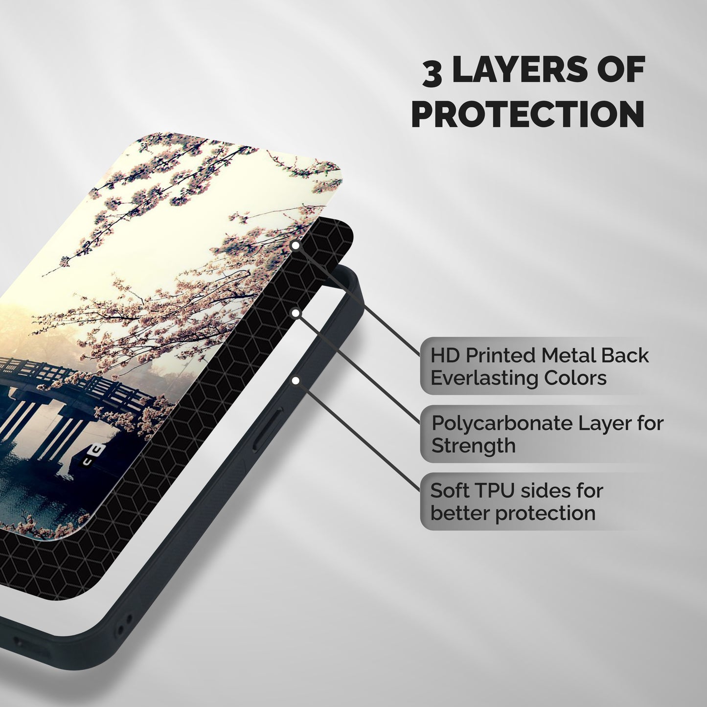 Bridge Blossom Shockproof Hybrid Protection (Metal + TPU) Back Case Cover