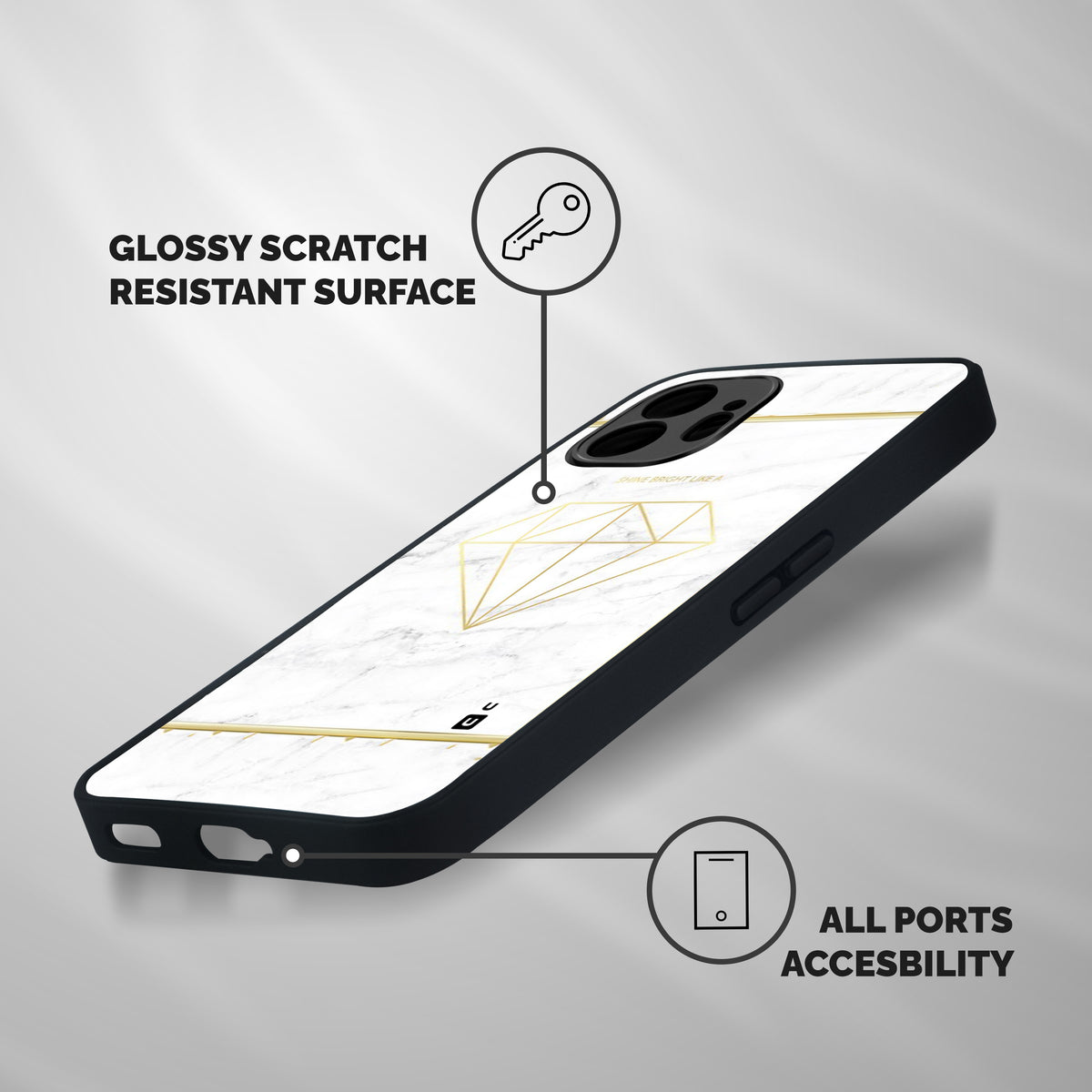 Bright Gold Diamond Shockproof Hybrid Protection (Metal + TPU) Back Case Cover