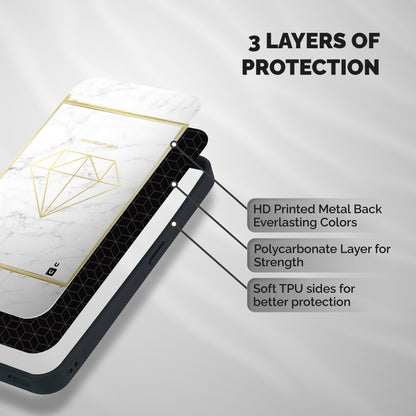 Bright Gold Diamond Shockproof Hybrid Protection (Metal + TPU) Back Case Cover