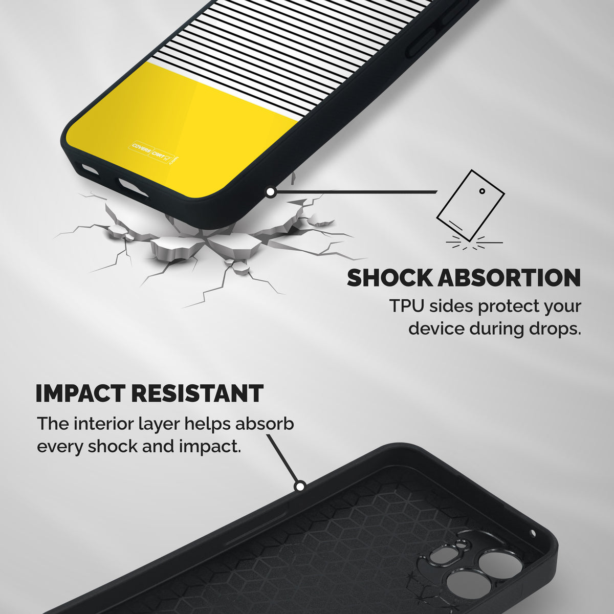 Bright Yellow Stripes Shockproof Hybrid Protection (Metal + TPU) Back Case Cover
