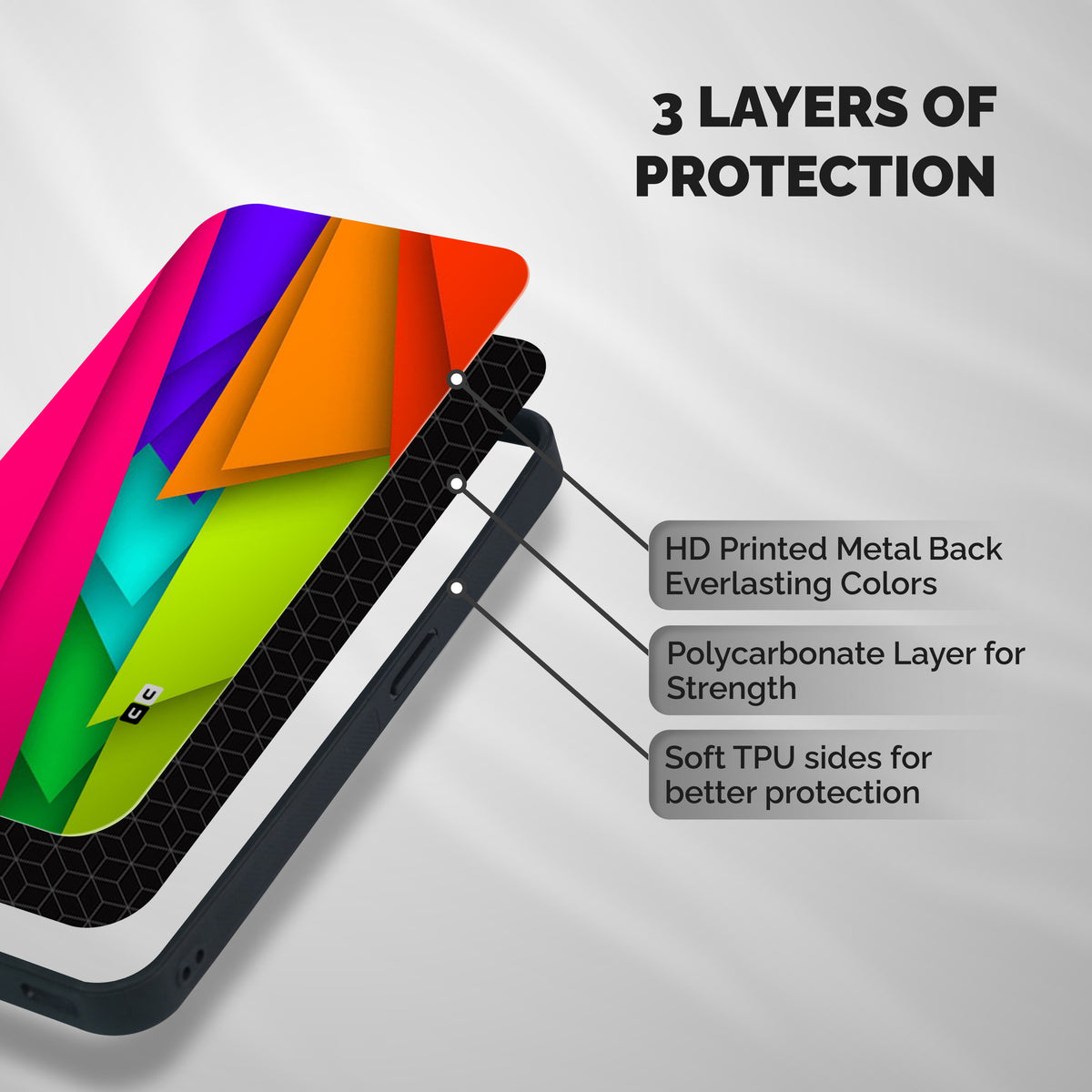 Bring In Colors Shockproof Hybrid Protection (Metal + TPU) Back Case Cover