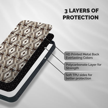 Brown Abstract Design Shockproof Hybrid Protection (Metal + TPU) Back Case Cover