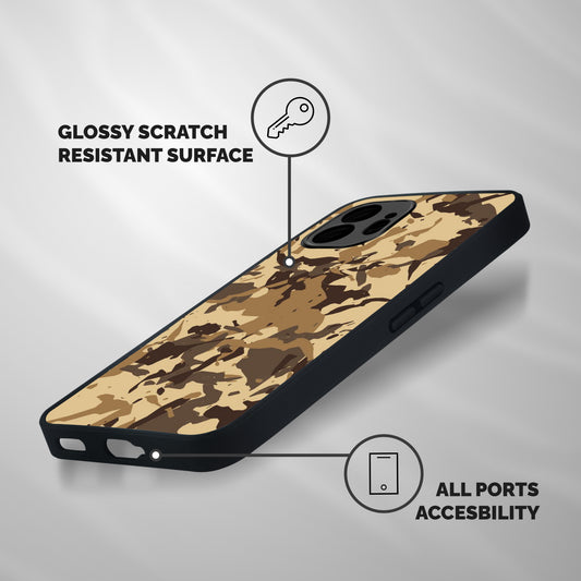 Brown Camouflage Army Shockproof Hybrid Protection (Metal + TPU) Back Case Cover