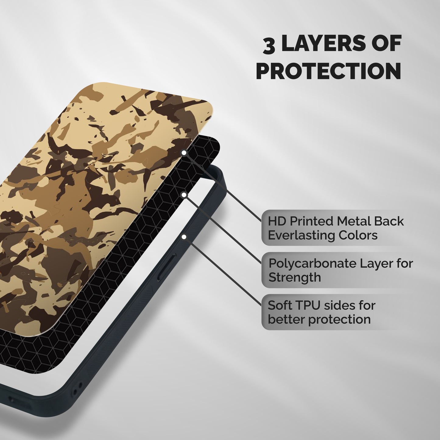 Brown Camouflage Army Shockproof Hybrid Protection (Metal + TPU) Back Case Cover