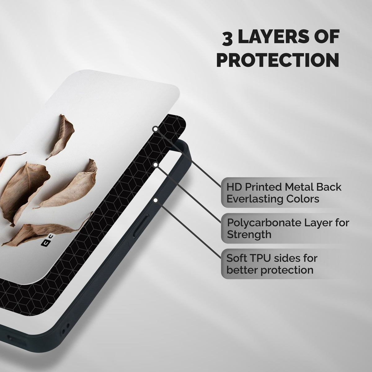 Brown Dusty Leaves Shockproof Hybrid Protection (Metal + TPU) Back Case Cover