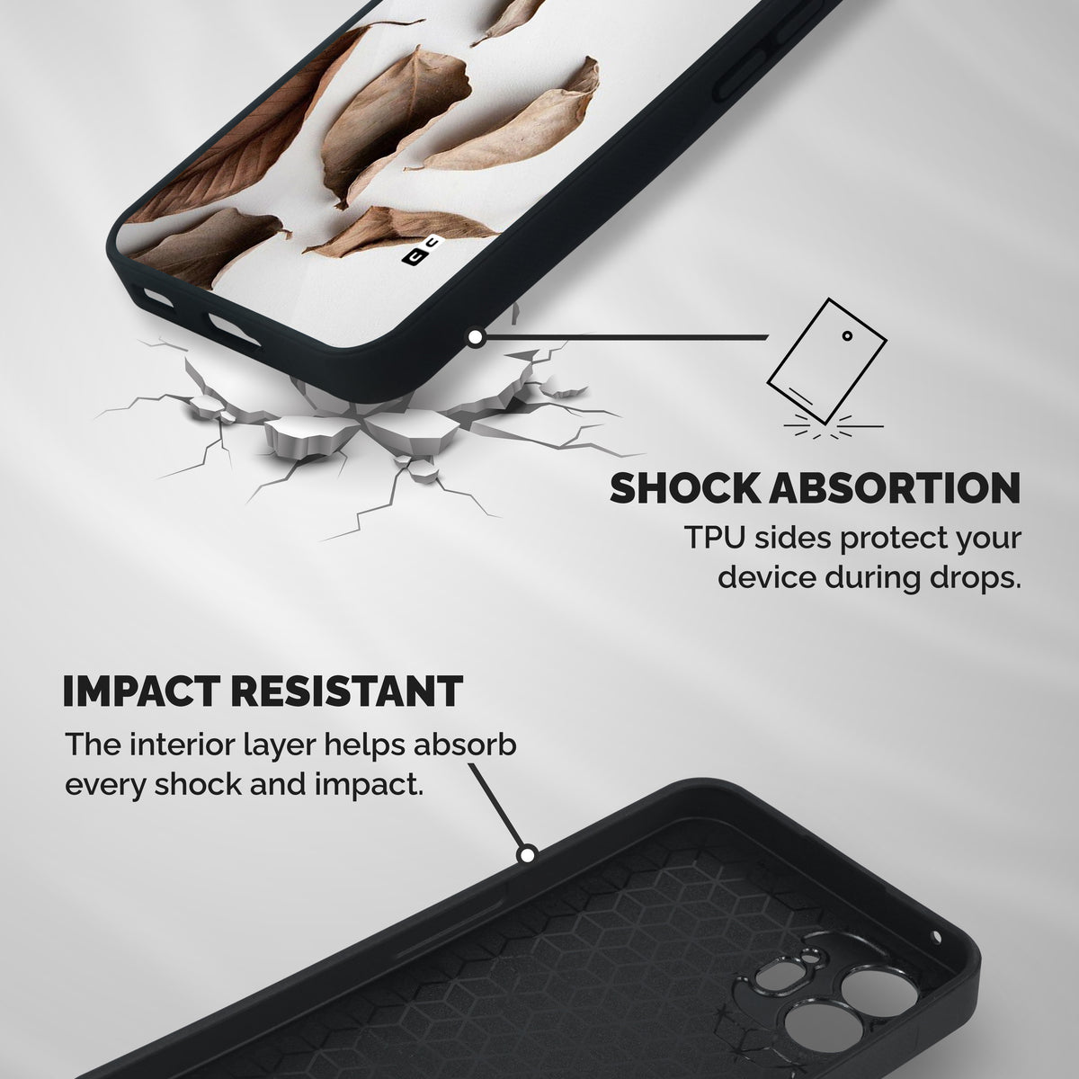 Brown Dusty Leaves Shockproof Hybrid Protection (Metal + TPU) Back Case Cover