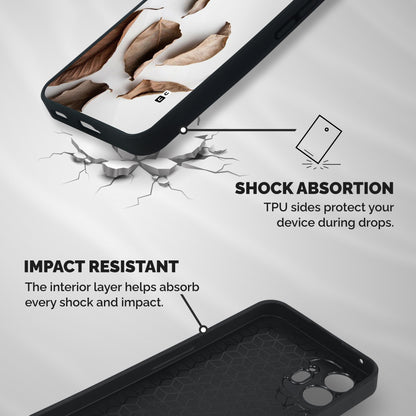 Brown Dusty Leaves Shockproof Hybrid Protection (Metal + TPU) Back Case Cover