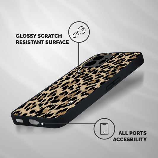 Brown Leapord Print Shockproof Hybrid Protection (Metal + TPU) Back Case Cover