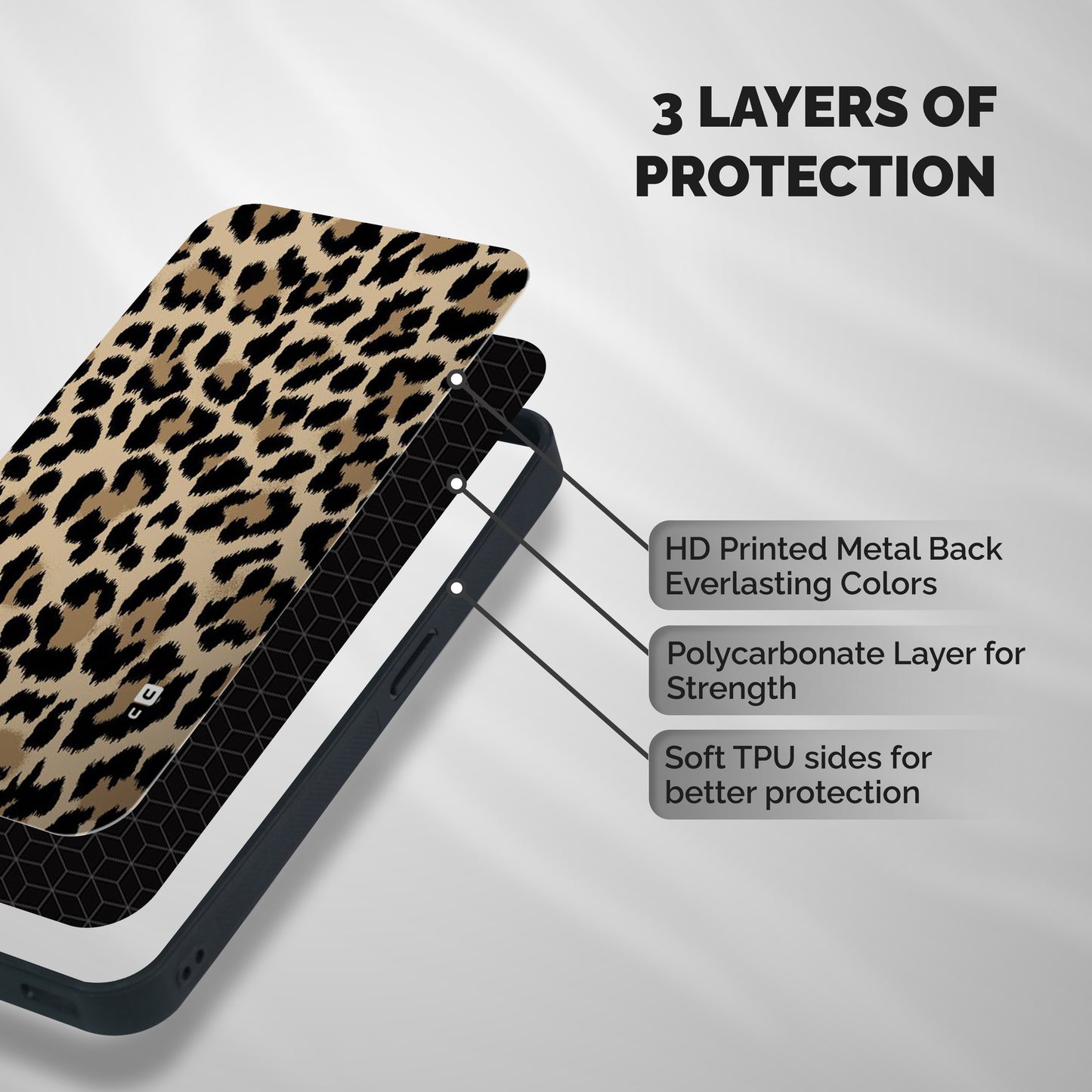 Brown Leapord Print Shockproof Hybrid Protection (Metal + TPU) Back Case Cover