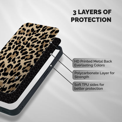 Brown Leapord Print Shockproof Hybrid Protection (Metal + TPU) Back Case Cover