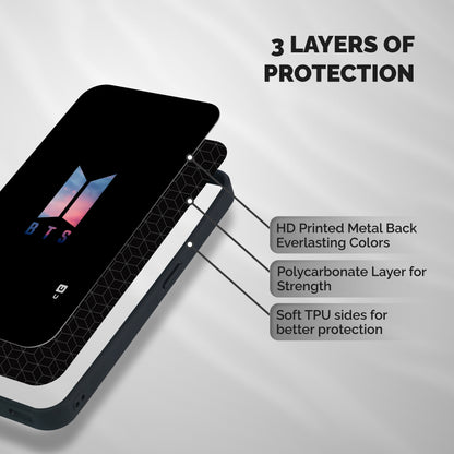 BTS Logo Sky Shockproof Hybrid Protection (Metal + TPU) Back Case Cover