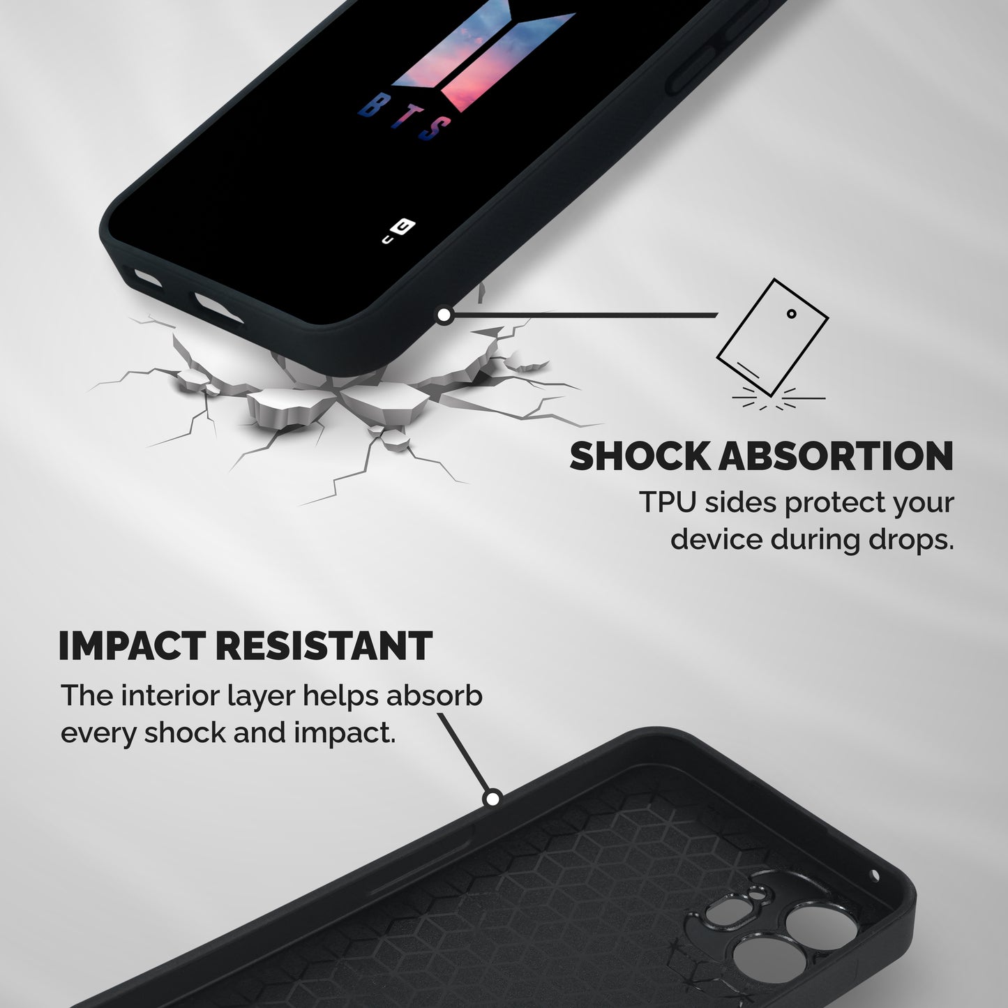 BTS Logo Sky Shockproof Hybrid Protection (Metal + TPU) Back Case Cover