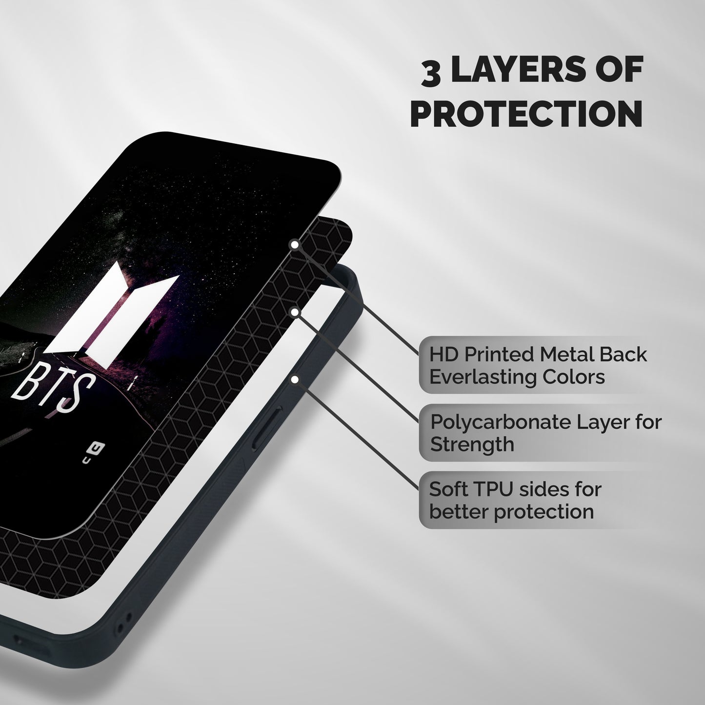 BTS Night Sky Shockproof Hybrid Protection (Metal + TPU) Back Case Cover