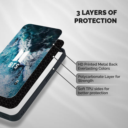 BTS Ocean Waves Shockproof Hybrid Protection (Metal + TPU) Back Case Cover
