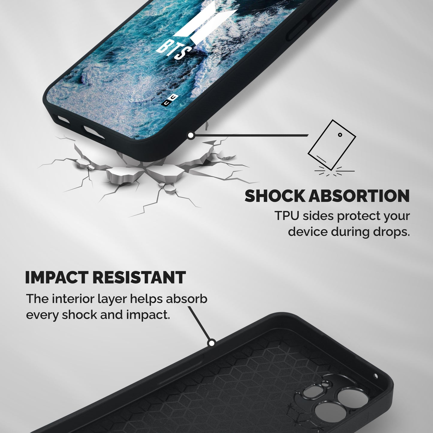 BTS Ocean Waves Shockproof Hybrid Protection (Metal + TPU) Back Case Cover