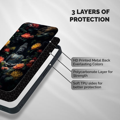 Buddha With Flower Shockproof Hybrid Protection (Metal + TPU) Back Case Cover