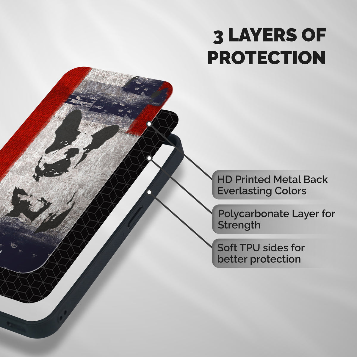 Bull Dog Shockproof Hybrid Protection (Metal + TPU) Back Case Cover