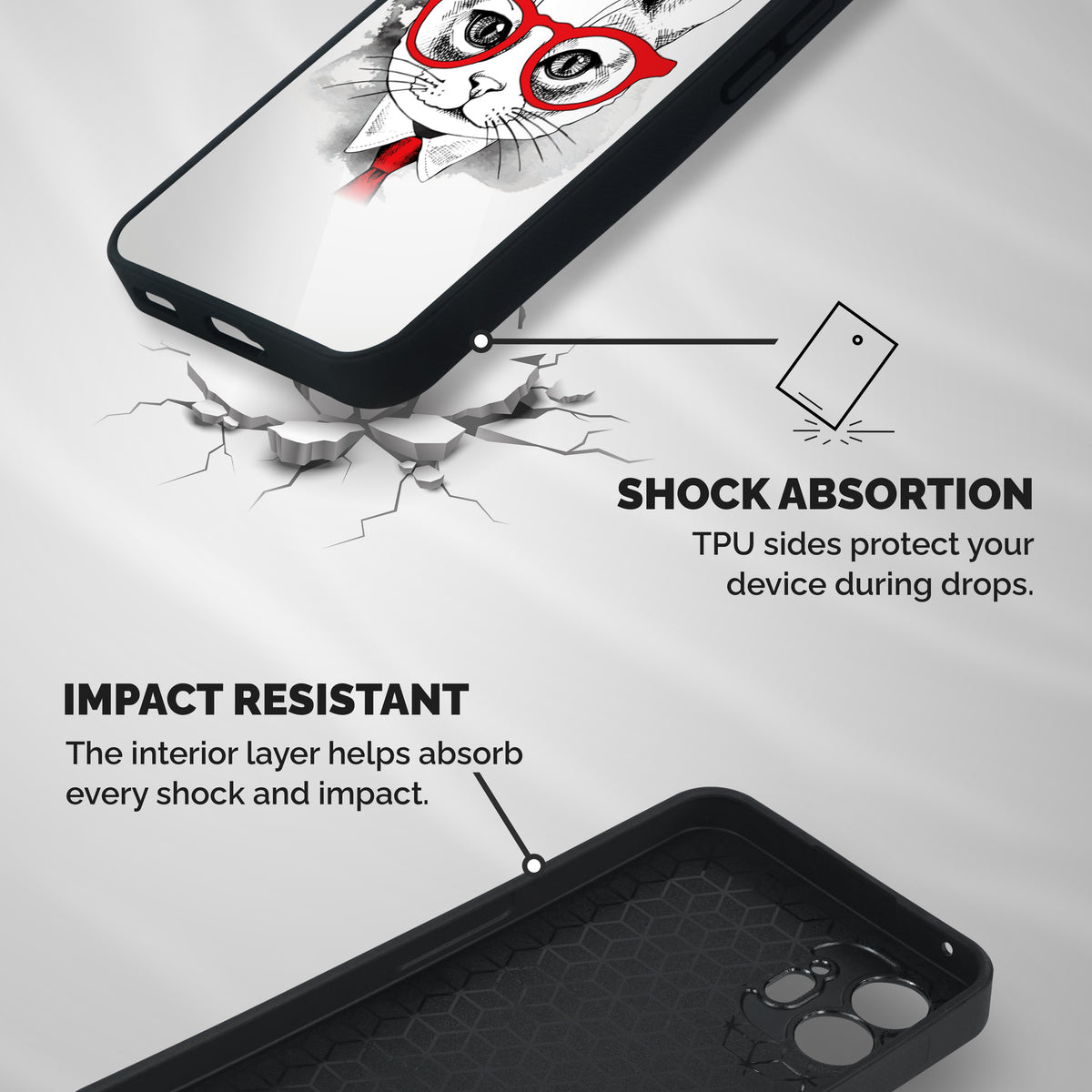 Business Cat Shockproof Hybrid Protection (Metal + TPU) Back Case Cover
