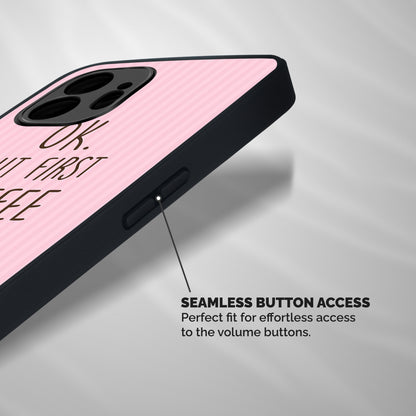 But First Coffee (Pink) Shockproof Hybrid Protection (Metal + TPU) Back Case Cover