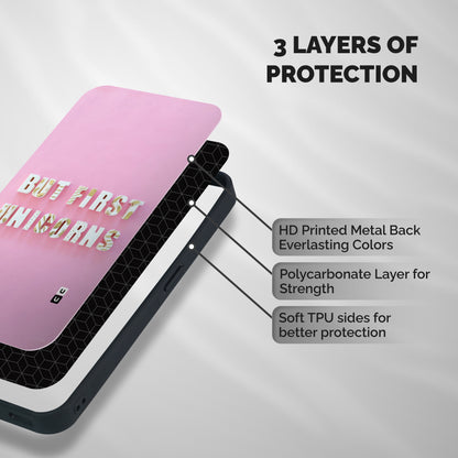 But First Unicorns Shockproof Hybrid Protection (Metal + TPU) Back Case Cover