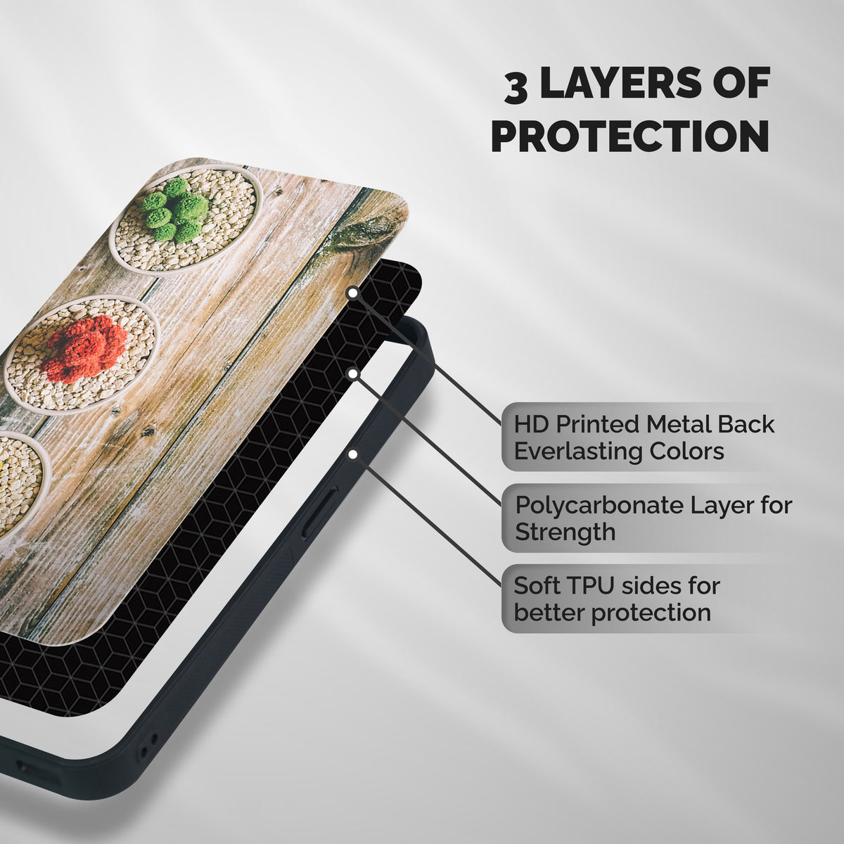 Cacti Decor Shockproof Hybrid Protection (Metal + TPU) Back Case Cover