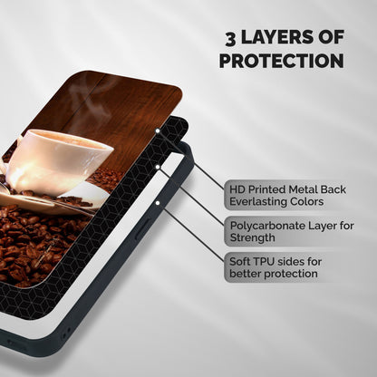 Caffeine Beans Shockproof Hybrid Protection (Metal + TPU) Back Case Cover
