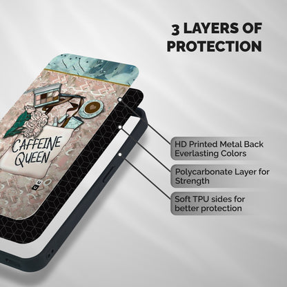 Caffeine Queen Shockproof Hybrid Protection (Metal + TPU) Back Case Cover