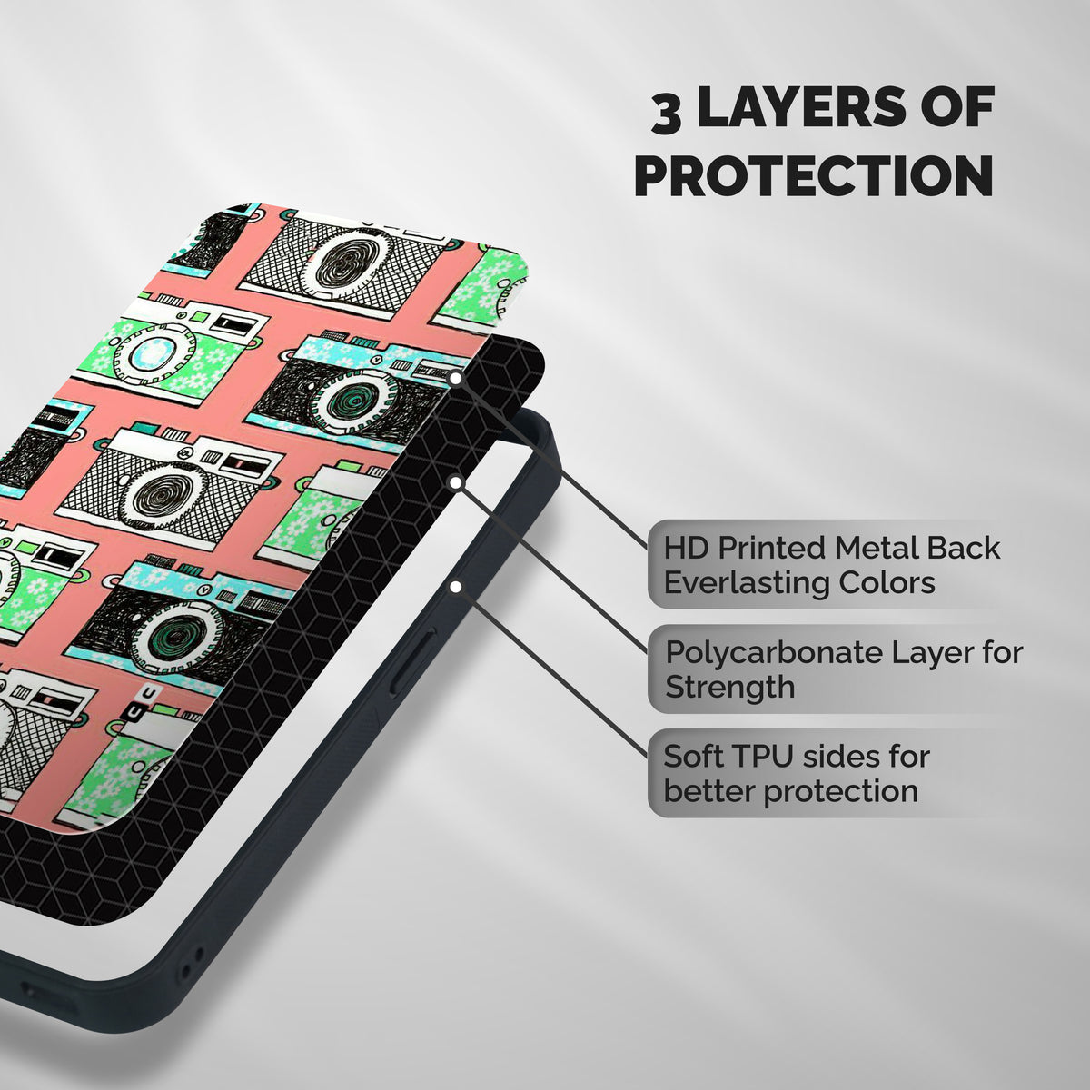 Cam Art Loving Shockproof Hybrid Protection (Metal + TPU) Back Case Cover