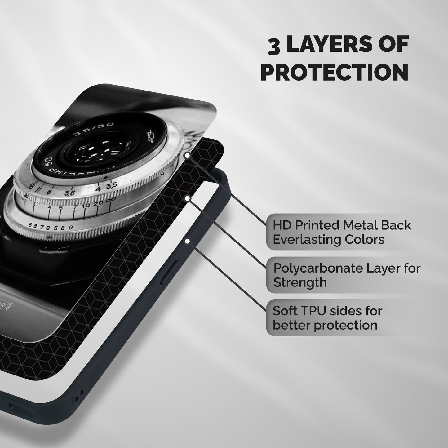 Camera Lens Shockproof Hybrid Protection (Metal + TPU) Back Case Cover