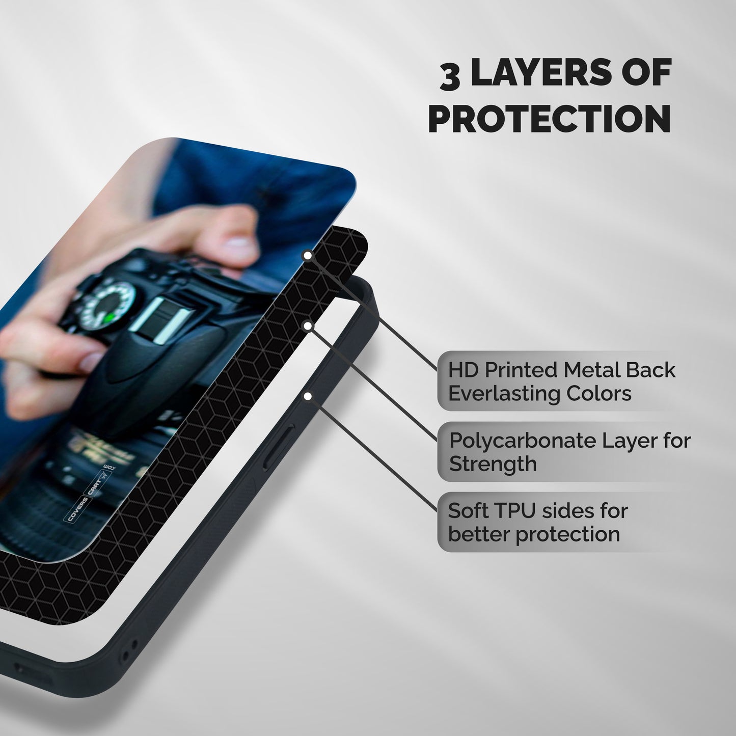 Camera Love Shockproof Hybrid Protection (Metal + TPU) Back Case Cover