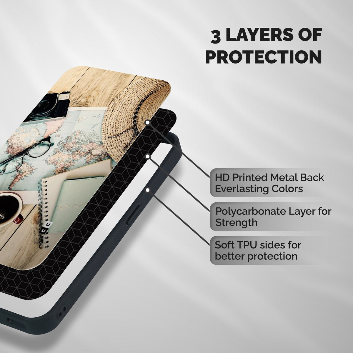 Camera Notebook Shockproof Hybrid Protection (Metal + TPU) Back Case Cover