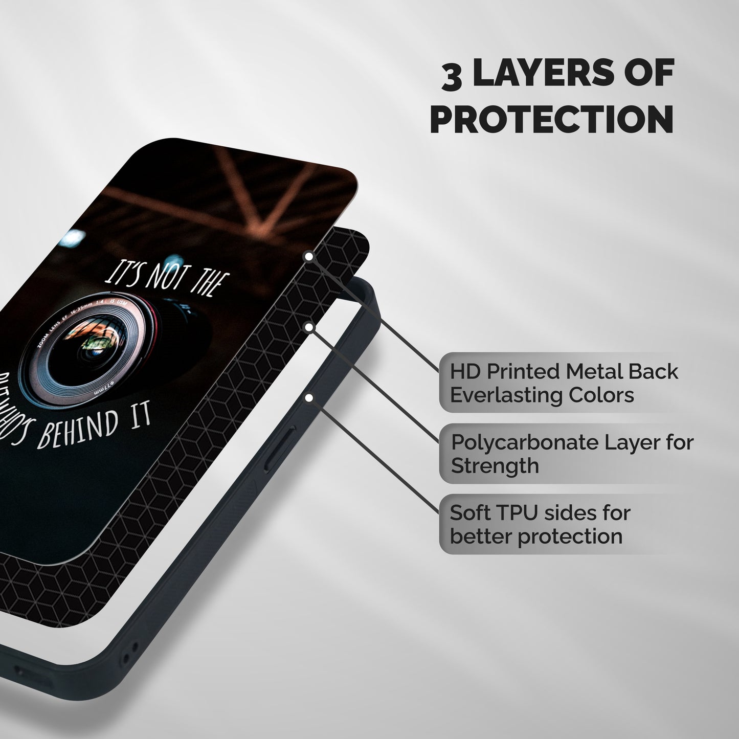 Camera Quote Shockproof Hybrid Protection (Metal + TPU) Back Case Cover