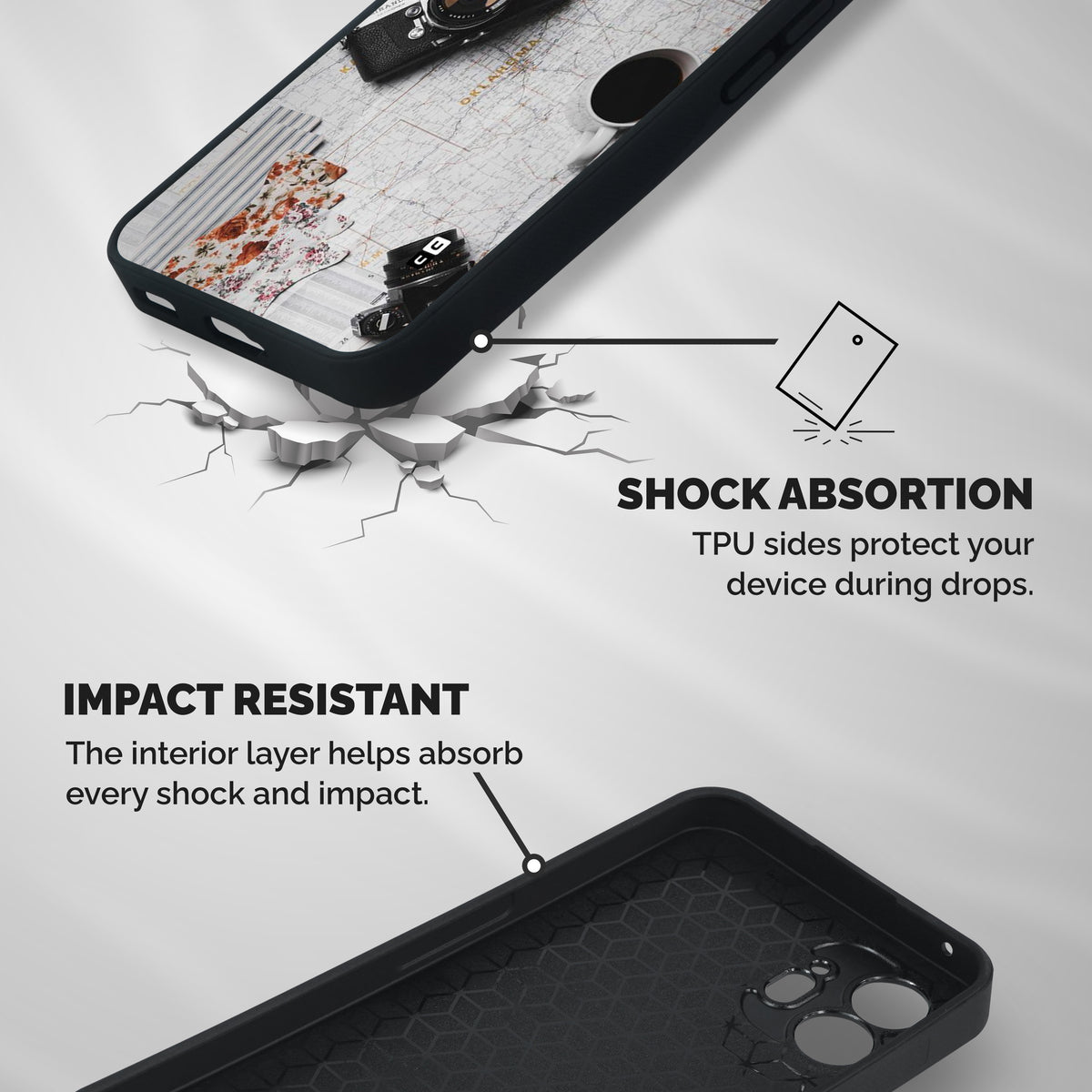 Camera Smoky Pipe Shockproof Hybrid Protection (Metal + TPU) Back Case Cover