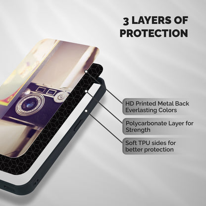 Camera Vintage Pastel Shockproof Hybrid Protection (Metal + TPU) Back Case Cover