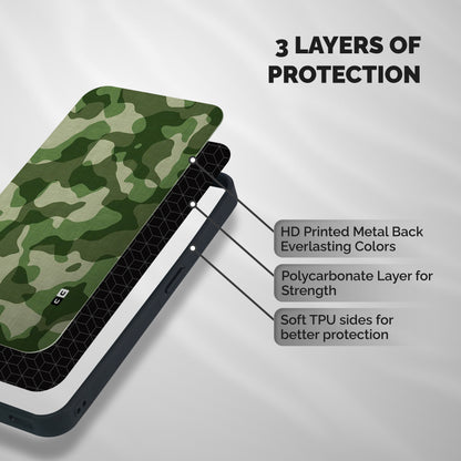 Camouflage Pattern Art Shockproof Hybrid Protection (Metal + TPU) Back Case Cover