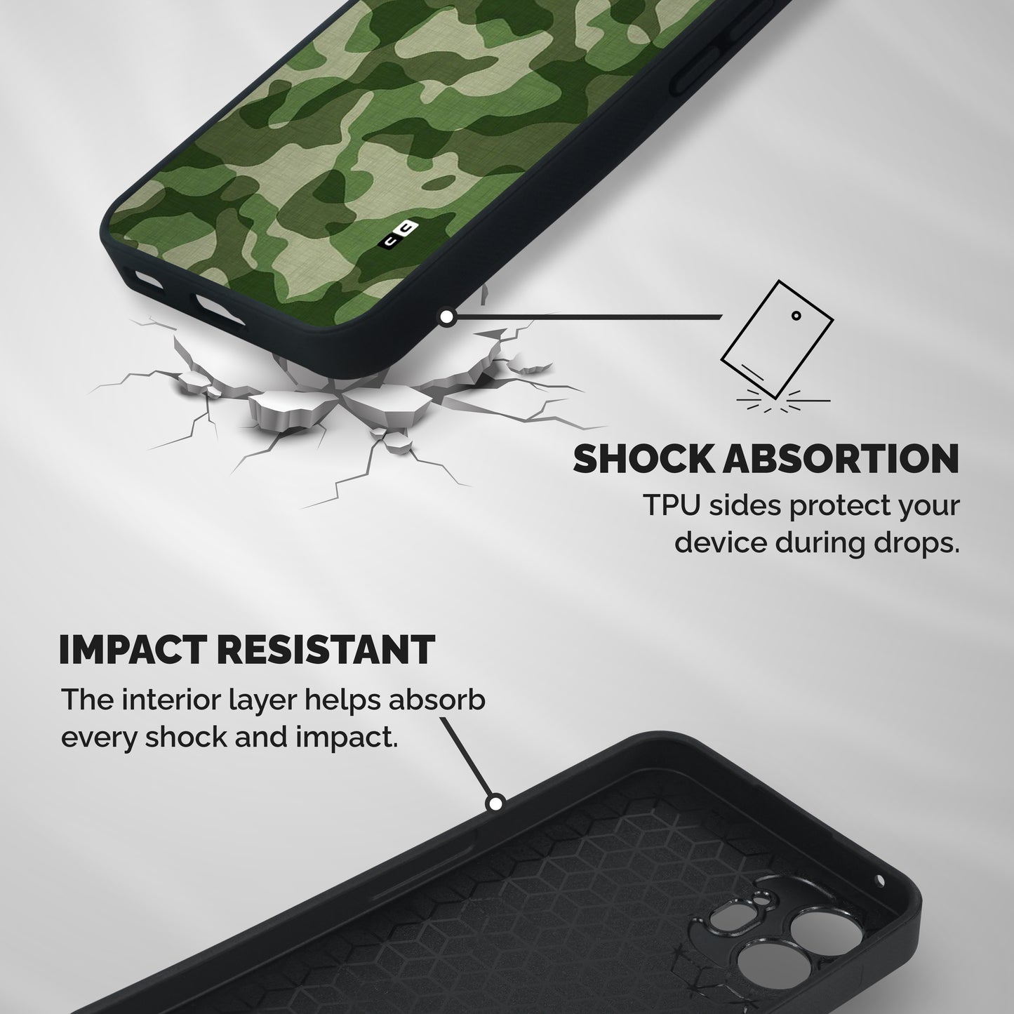 Camouflage Pattern Art Shockproof Hybrid Protection (Metal + TPU) Back Case Cover