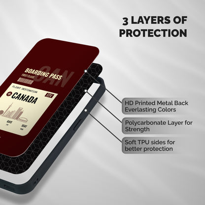 Canada Boarding Pass Shockproof Hybrid Protection (Metal + TPU) Back Case Cover