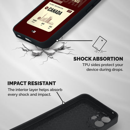 Canada Boarding Pass Shockproof Hybrid Protection (Metal + TPU) Back Case Cover