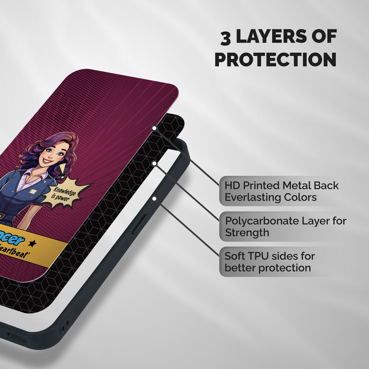 Cancer Heartbeat Shockproof Hybrid Protection (Metal + TPU) Back Case Cover