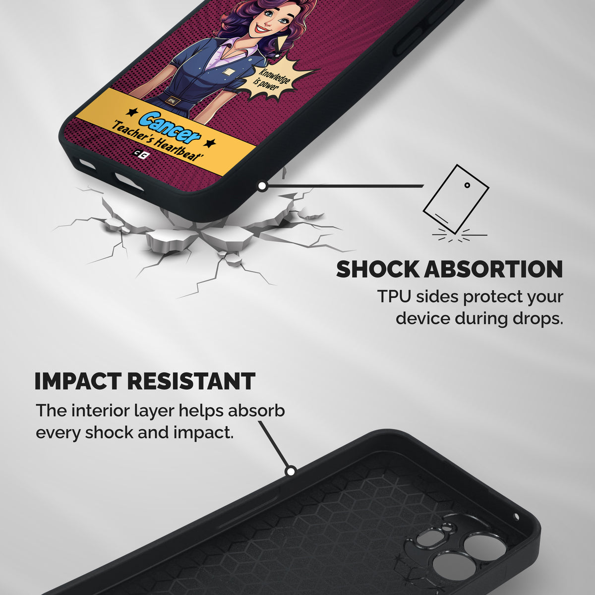 Cancer Heartbeat Shockproof Hybrid Protection (Metal + TPU) Back Case Cover